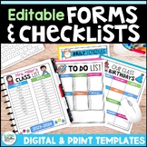 Editable Classroom Forms Checklists To Do List Templates -