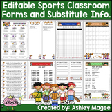 Editable Classroom Forms & Substitute Information Sports T