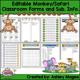 Editable Classroom Forms and Substitute Info. - Jungle/Saf