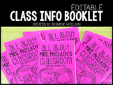 Editable Classroom Information Booklet