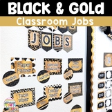 Editable Classroom Jobs- Black and Gold Glitter