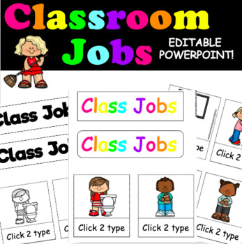 Preview of Editable Classroom Jobs for 3K, Preschool Pre-K and Kindergarten