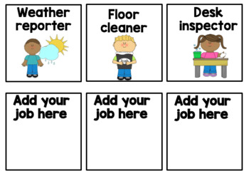 Preview of Editable Classroom Jobs with Pictures