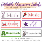 Editable Classroom Labels | Animal-Themed Labels | Class L