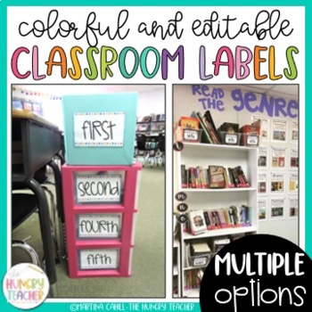 Preview of Editable Classroom Labels Colorful Classroom Decorations