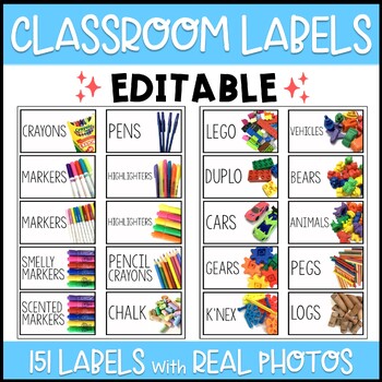 Preview of Editable Classroom Labels Complete Set | School Supplies, Math, Loose Parts