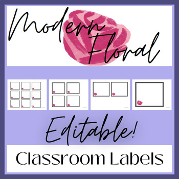 Preview of Editable Classroom Labels Modern Floral