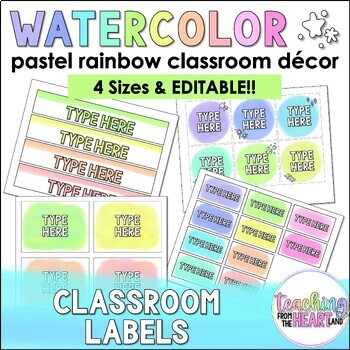 Classroom labels watercolor