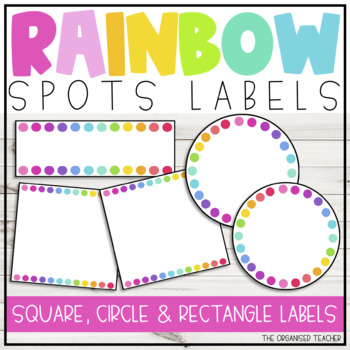 Preview of Editable Classroom Labels with Rainbow Spots - Rainbow Classroom Decor