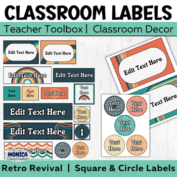 Editable Classroom Labels-Teacher Toolbox Supplies-Retro Groovy Bin ...