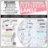 Editable Classroom Labels and Schedule Cards - Boho Classr