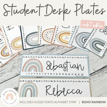 Boho Rainbow Editable Classroom Labels Student Desk Plates