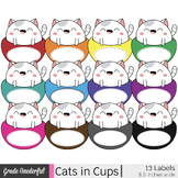 Classroom Labels: Kawaii Cats in Rainbow Colors