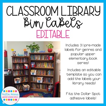 Preview of Editable Classroom Library Bin Labels (Upper Elementary/Middle School)