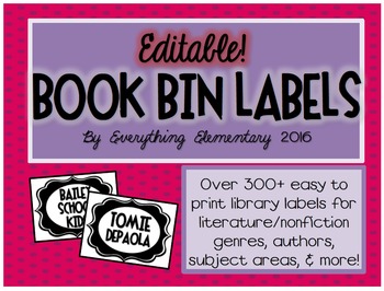 Preview of Editable Classroom Library Book Bin and Basket Labels!