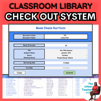 Preview of Editable Classroom Library Check Out System