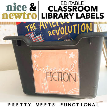 Preview of Editable Classroom Library Labels for Organization in Boho Retro Theme