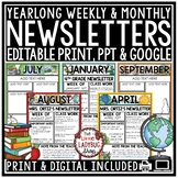Classroom Monthly Weekly Newsletter Template Editable Back