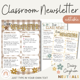 Editable Classroom Newsletter Template | Daisy Gingham Neu