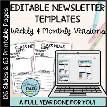 Preview of Editable and Printable Classroom Newsletter Students & Teacher SEL