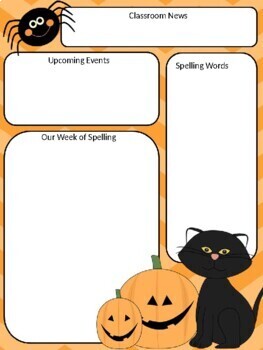 Preview of Editable Classroom Newsletter Template - Halloween Theme