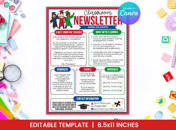 Preview of Editable Classroom Newsletter Template for Graduation - Flyer - TCHRNWSL