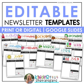 Preview of Editable Classroom Newsletter Templates | Back to School | Google Slides