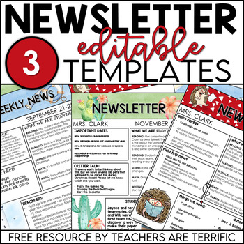 Preview of Editable Classroom Newsletter Templates FREEBIE