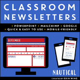 Editable Classroom Newsletter Templates: Nautical Themed