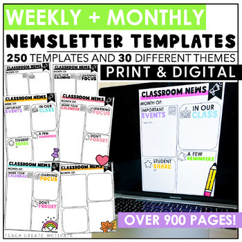 Preview of Editable Classroom Newsletter Templates - Weekly Monthly - Parent Communication