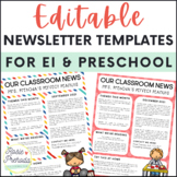 Editable Classroom Newsletter Templates for Preschool & Ea