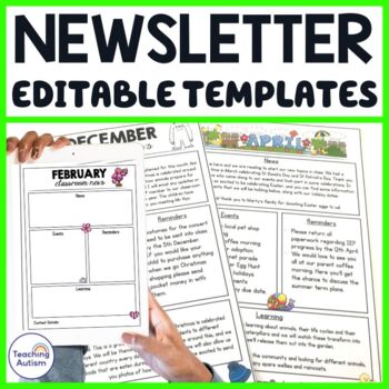 Preview of Editable Classroom Newsletter Templates for the Year