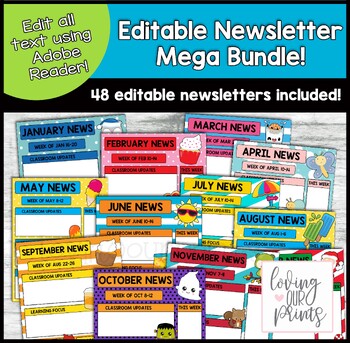Preview of Editable Classroom Newsletter, Weekly Newsletter Template Kindergarten Preschool