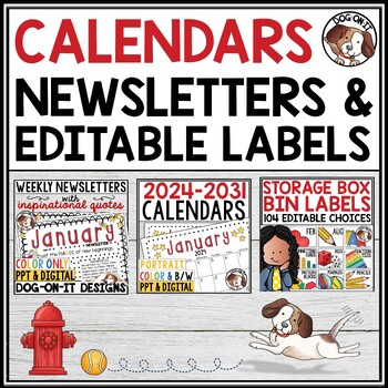 Preview of Editable Classroom Newsletter & Calendar 2024 2025 2026 2027 2031 Weekly Monthly