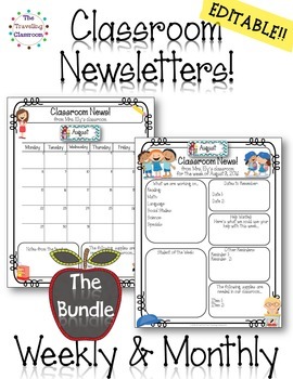 Preview of Classroom Newsletter Templates EDITABLE  Bundle {600+pages!!}