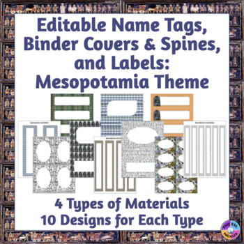 Preview of Editable Classroom Organization Decor - Mesopotamia Theme