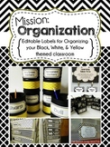 Editable Classroom Organization & Management Labels: Black