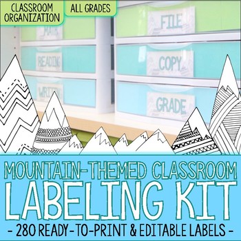 Editable Classroom Organization Labels - Mountain Theme