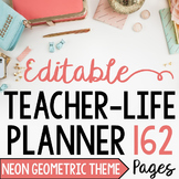 Teacher/Life Planner for UPPER Grades: Neon Geometric Theme