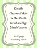 Editable Classroom Policies and Consequences for Middle Sc