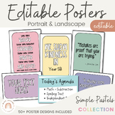 Editable Classroom Posters | SIMPLE PASTELS | Muted Rainbo