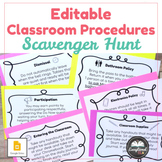 Editable Classroom Procedures Scavenger Hunt: Great for ba