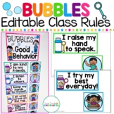Editable Classroom Rules - Kindergarten Bubbles Rules