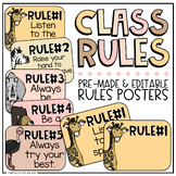 Editable Classroom Rules and Expectations | Safari Theme