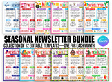 Editable Classroom Seasonal Newsletter Templates Bundle - 