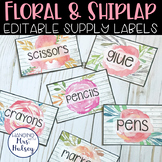 Editable Classroom Supply Labels (Floral and Shiplap)
