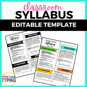 Editable Classroom Syllabus by More Than Typing | TPT