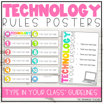 Preview of Technology Rules Posters & Technology Contract Display - Editable Templates