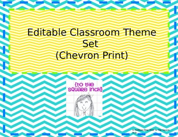 Preview of Editable Classroom Theme Set- Chevron Print