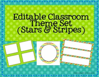 Preview of Editable Classroom Theme Set- STARS, Chevron and Stripes!